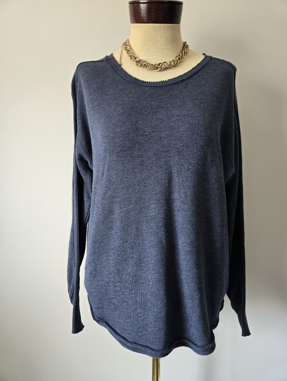 rag & bone Navy Crewneck Modal Knit Top. Size Small